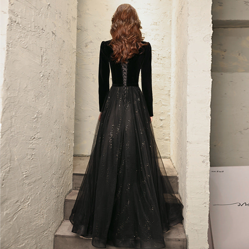 Women's Temperament Long Sleeve Party Dress Skirt