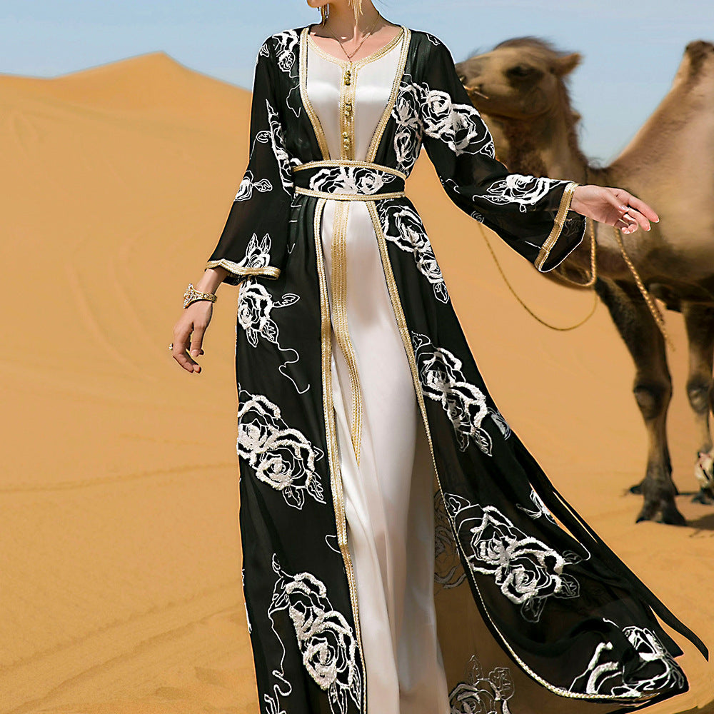 Women's Temperament And Fashion Heavy Embroidery Dresses Black