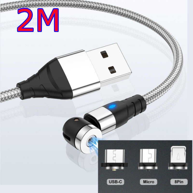 Magnetic Data Cable - Android/iOS/Type-C Silver 2M 3magnetic suction heads