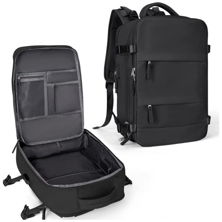 Backpack Travel Large Capacity Travel Portable Luggage Bag Black 33x22x47cm