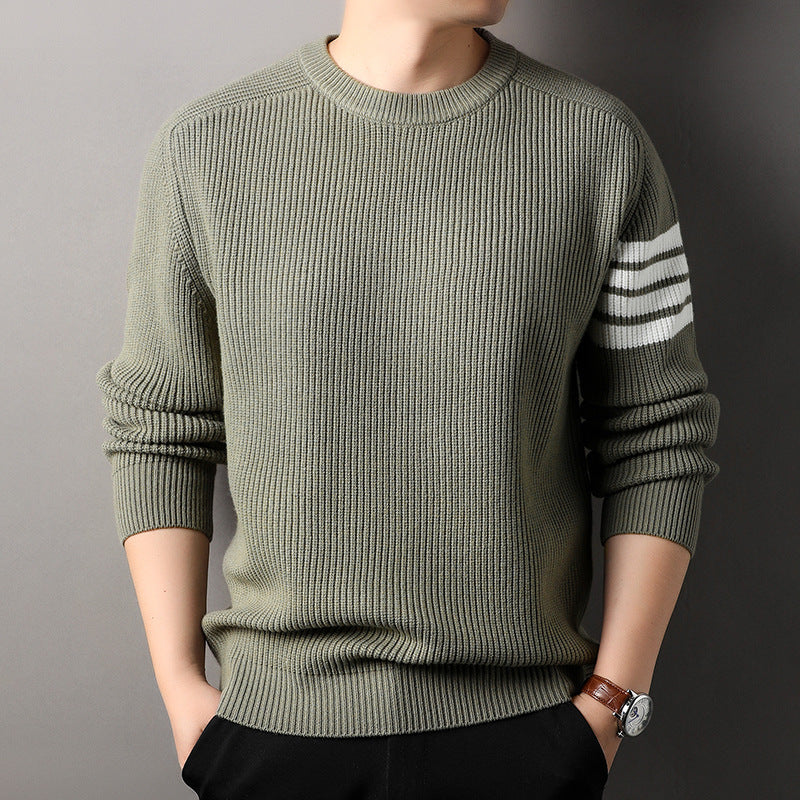 Loose-fitting Pullover Round-neck Men's Bottoming Shirt Bean Green