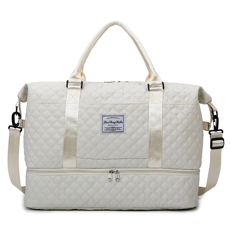 Large Capacity Totes Travel Duffle Bags Dry And Wet Separation Fitness Gym Shoulder Bag For Weekender Overnight Essentials Mommy Handbag White