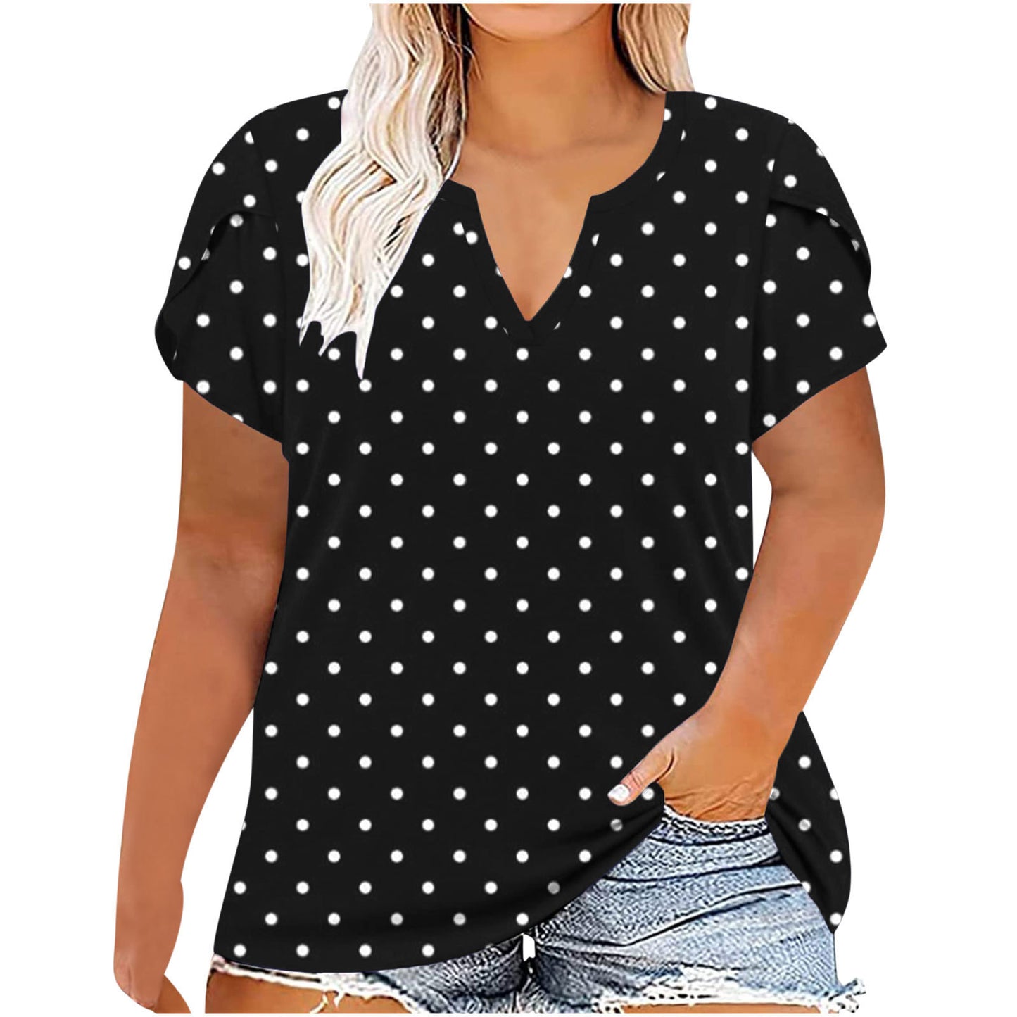 European And American Women's Large Short Sleeved T-shirt For Women Dot printing