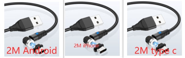 Magnetic Data Cable - Android/iOS/Type-C Black Set 2m
