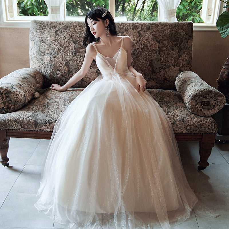 Gradient Sling Annual Birthday Party Super Fairy Banquet Dress Champagne