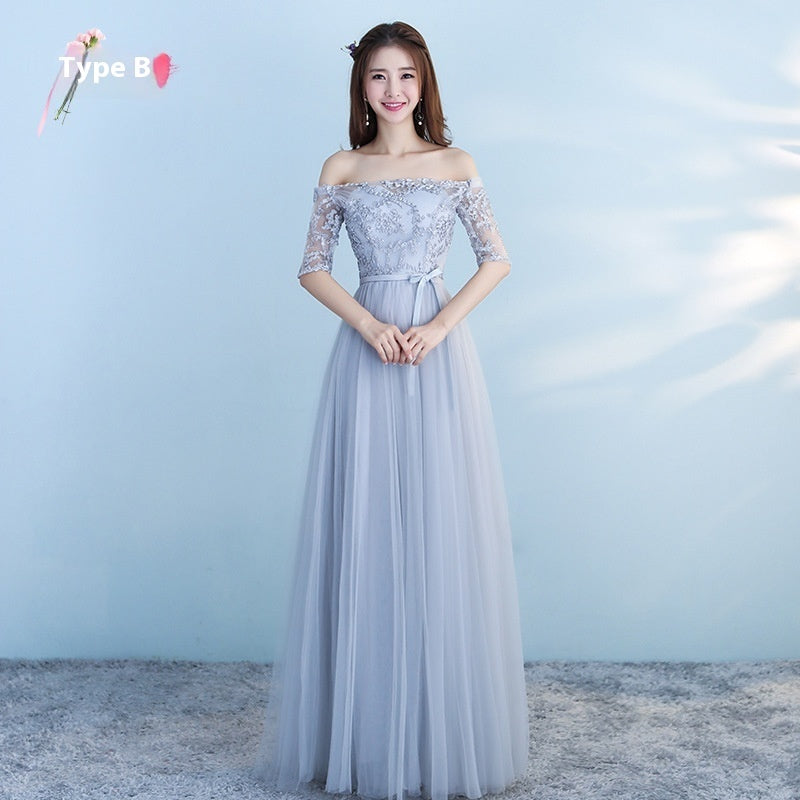 Long Bridesmaid Blue Wedding Dress Girlfriends Party Dress Type B