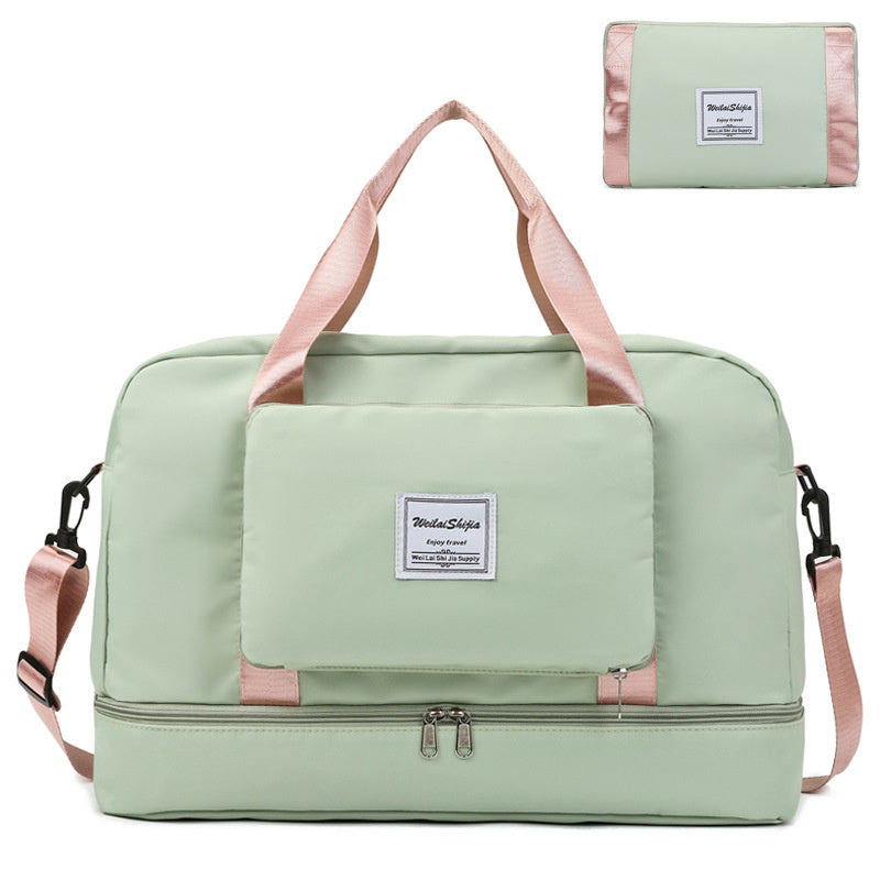 Foldable Travel Duffel Bags Sports Gym Tote Bag Women Light green