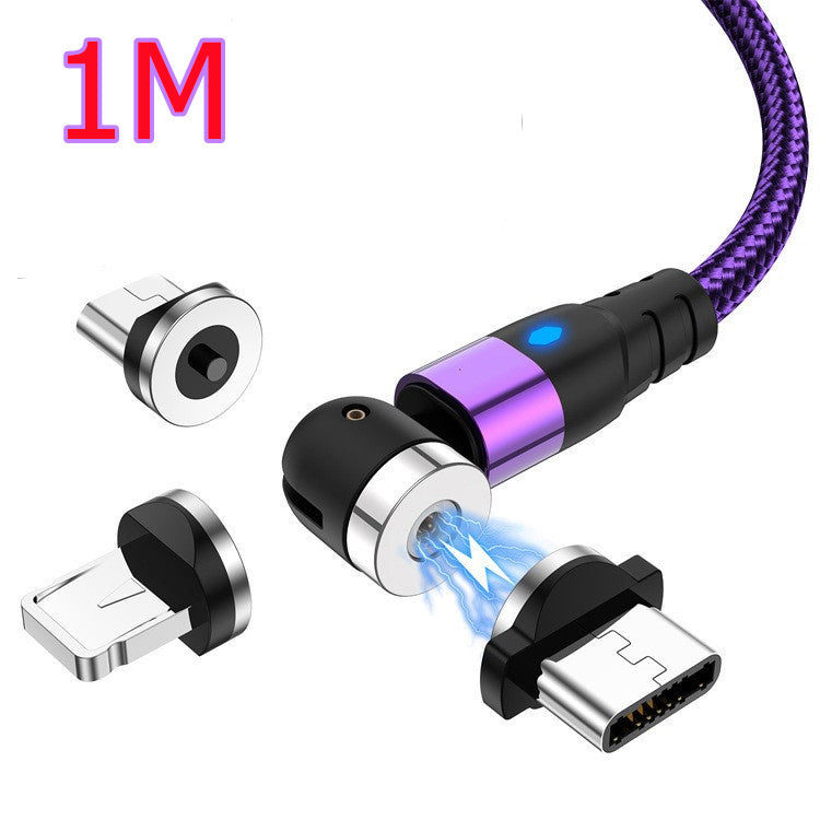 Magnetic Data Cable - Android/iOS/Type-C Purple 1M 3magnetic suction heads