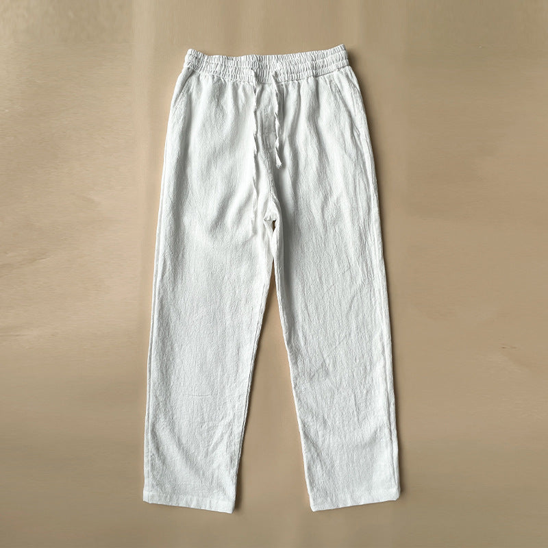 Men's Casual Pants White Baggy Straight Trousers White