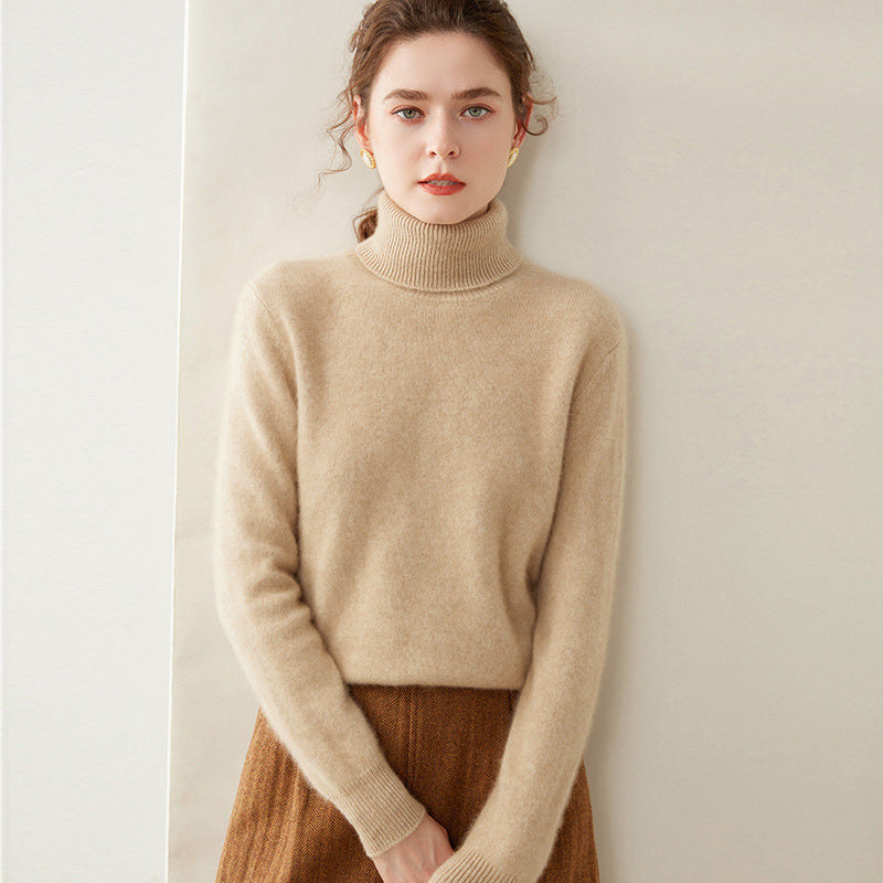 Women's Thickened Fall And Winter Inner Wear Turtleneck Cashmere Sweater Green Velvet Cashmere