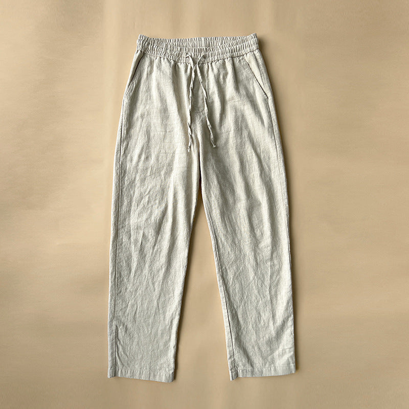 Men's Casual Pants White Baggy Straight Trousers Khaki