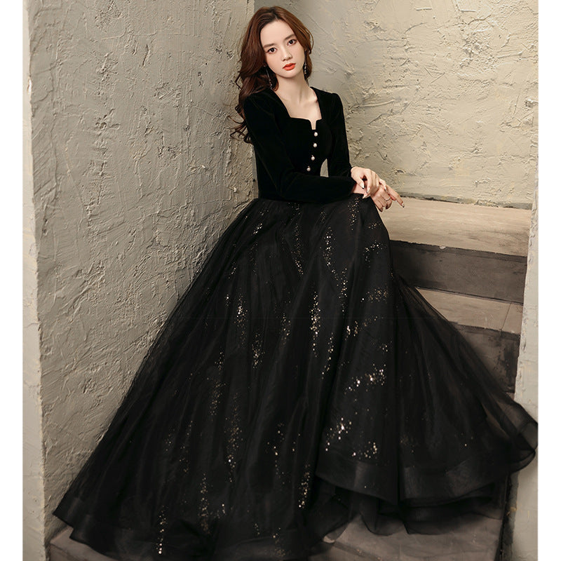 Women's Temperament Long Sleeve Party Dress Skirt