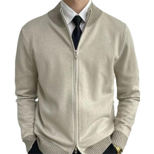 Knitwear Coat For Men Trendy Brand Long Sleeve Apricot Polyster