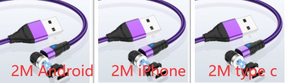 Magnetic data cable - Android/iOS/Type-C Purple Set 2m