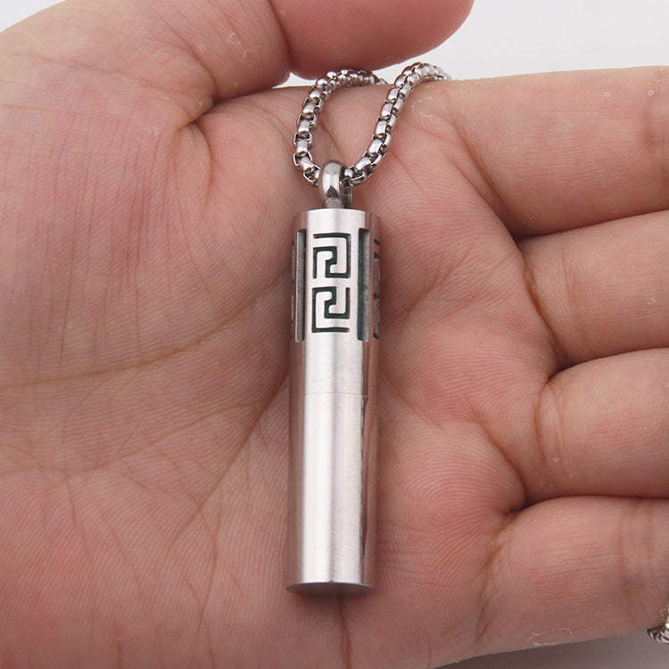 Men's Titanium Steel Simple Perfume Necklace SY811