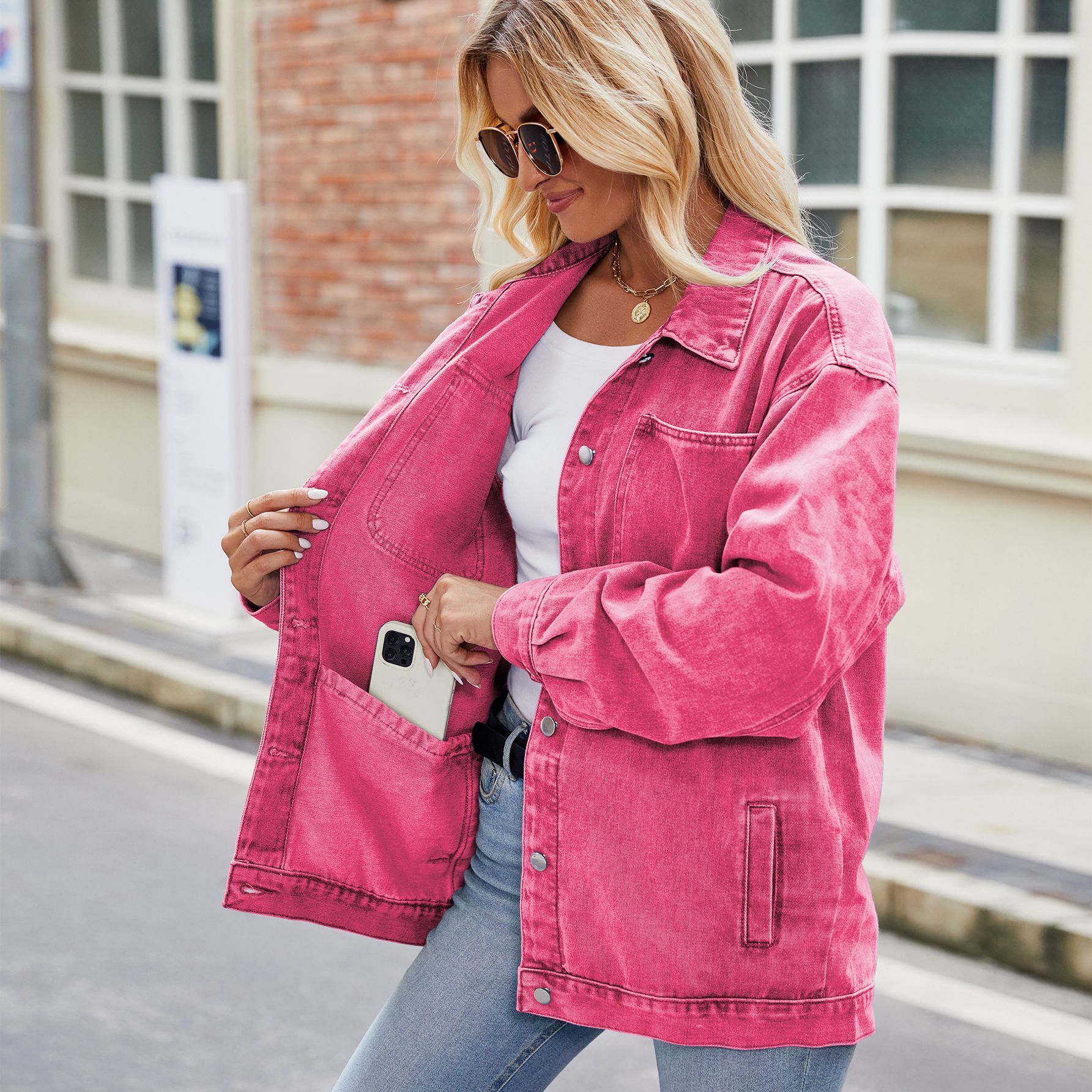 Retro Washed Denim Coat Top