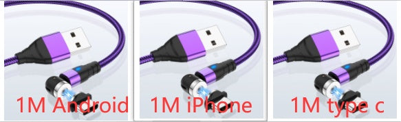 Magnetic data cable - Android/iOS/Type-C Purple Set