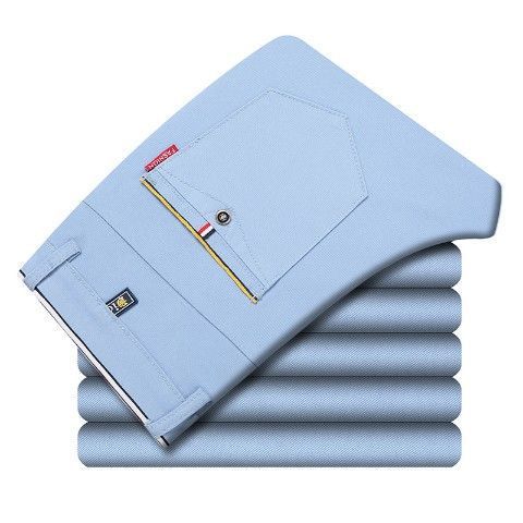 Spring And Summer Men's Pure Cotton Casual Pants Sky Blue 986