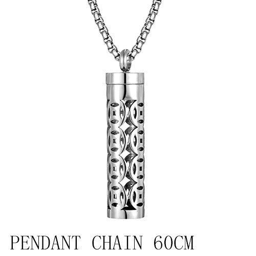 Titanium Steel Hollow Aromatherapy Necklace Perfume Diffuser Steel Pendant Steel Chain