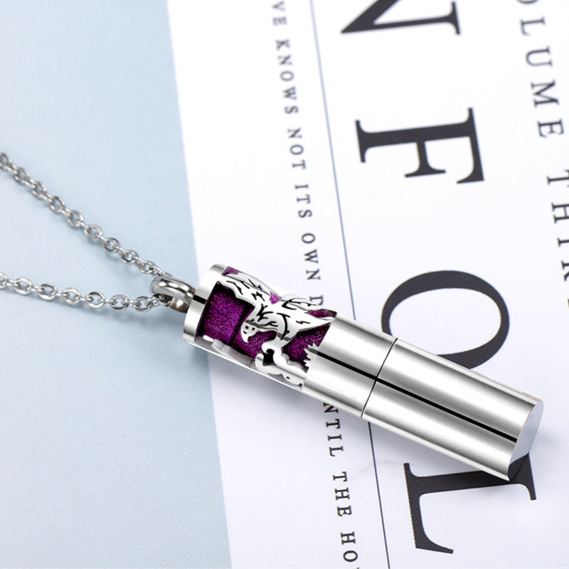 Flower Hollow Titanium Steel Perfume Bottle Pendant