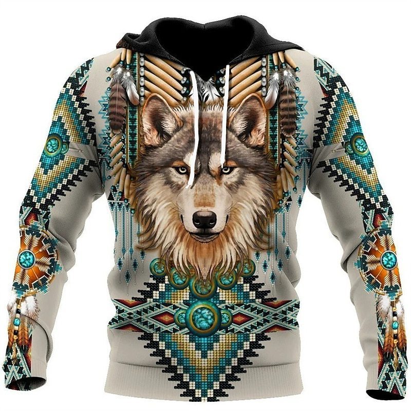 Men's Pullover Hoodie Bohemian Style 3v 5YNUX