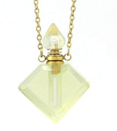 Natural Crystal Diamond Perfume Bottle Aromatherapy Bottle Necklace Pendant Lemon crystal