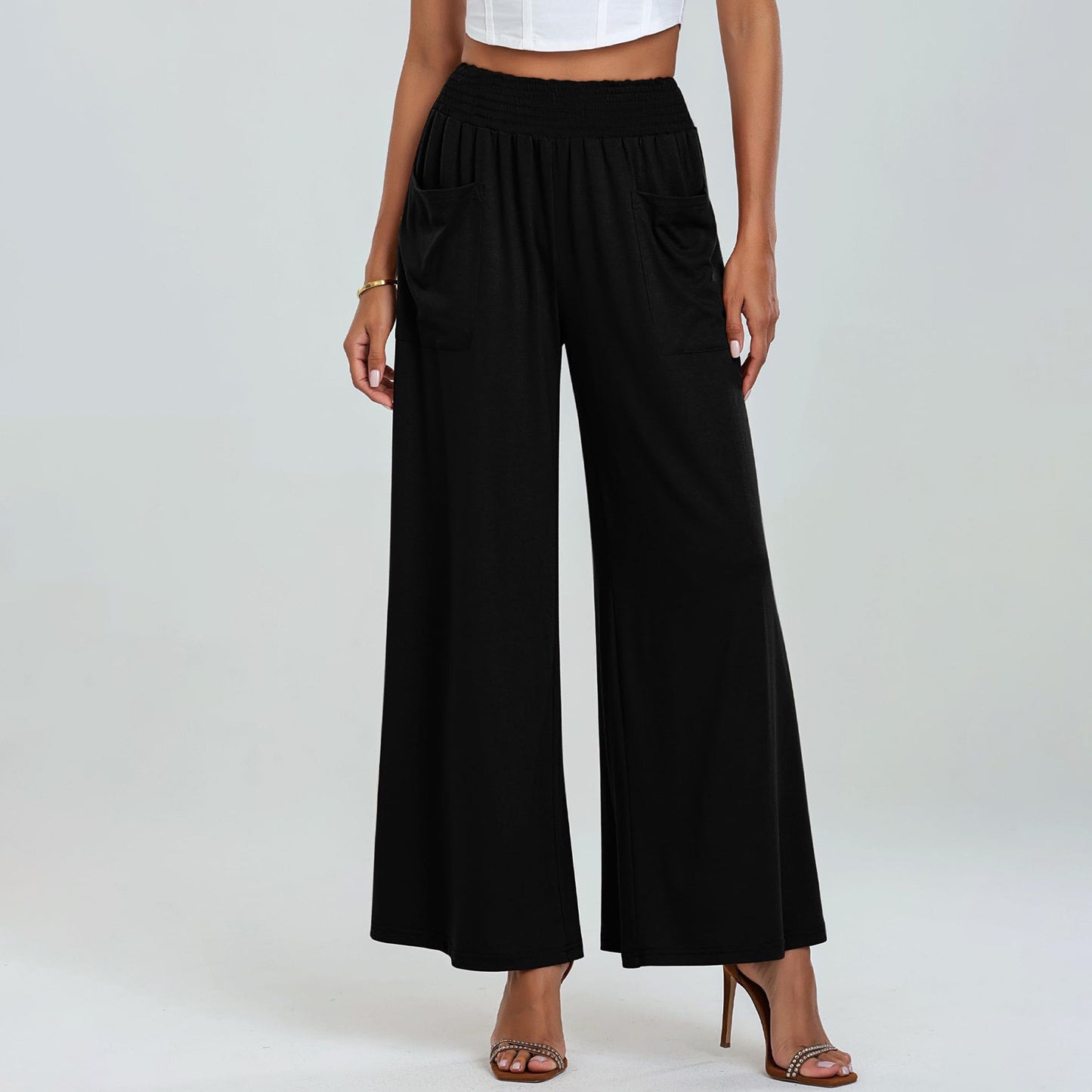 High Waist Wide Leg Pants Sports Pants Loose Hip Lifting Women Black