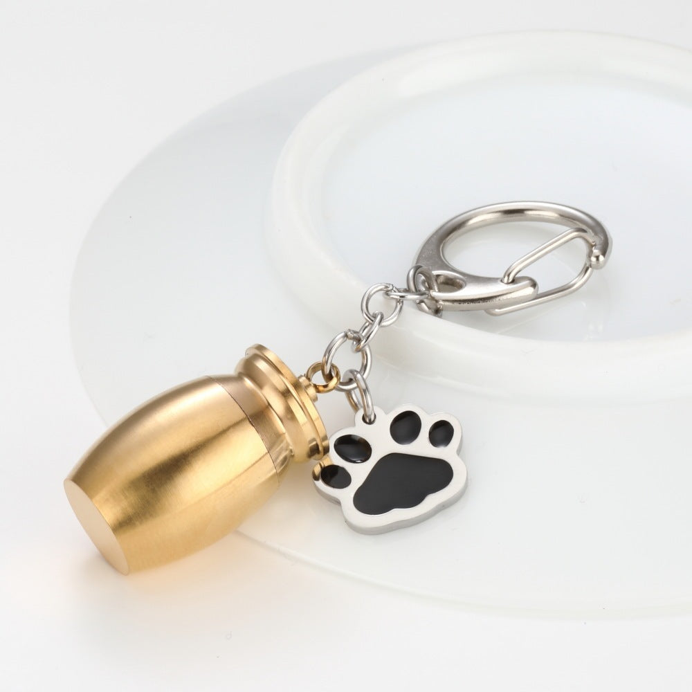 Perfume Bottle Keychain Drop Oil Dog's Paw Gold Keychain