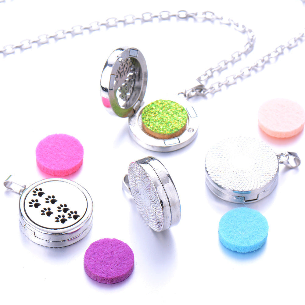 Open Round Hollow Perfume Box Necklace