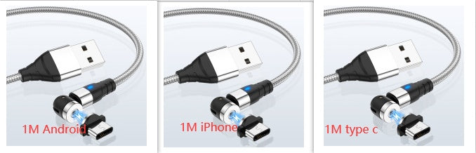 Magnetic data cable - Android/iOS/Type-C Silver Set