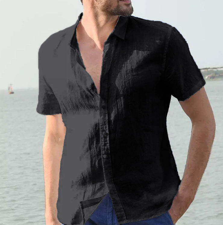 Explosive cross-border special for European and American summer short-sleeved casual foreign trade men's shirts men shirt Black