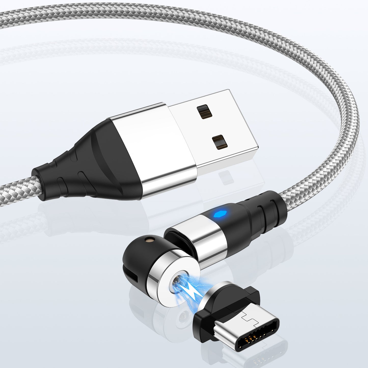 Magnetic data cable - Android/iOS/Type-C Silver