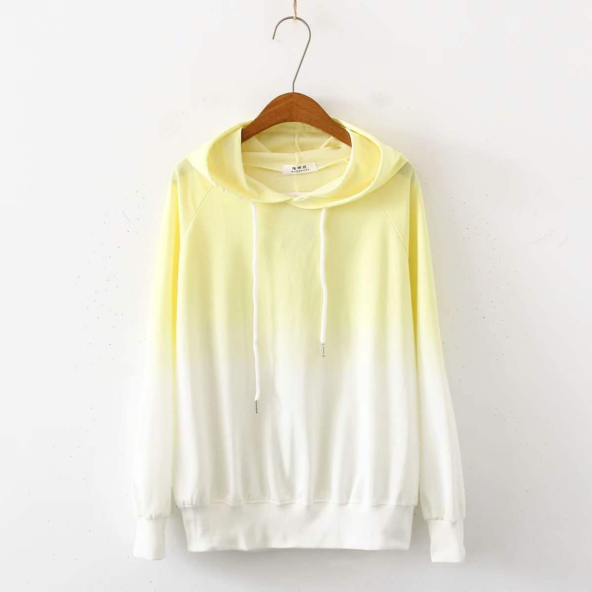 Small Fresh Gradient Color Long Sleeve Hoodie Yellow OneSize