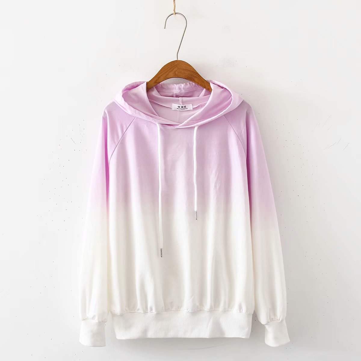 Small Fresh Gradient Color Long Sleeve Hoodie Purple OneSize