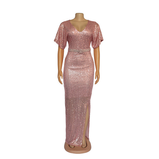 European And American Women's African Women's Dresses Pink