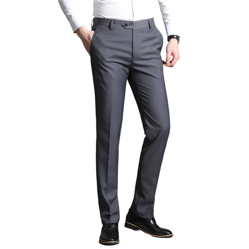 Slim Fit Gray Casual Straight Suit Pants