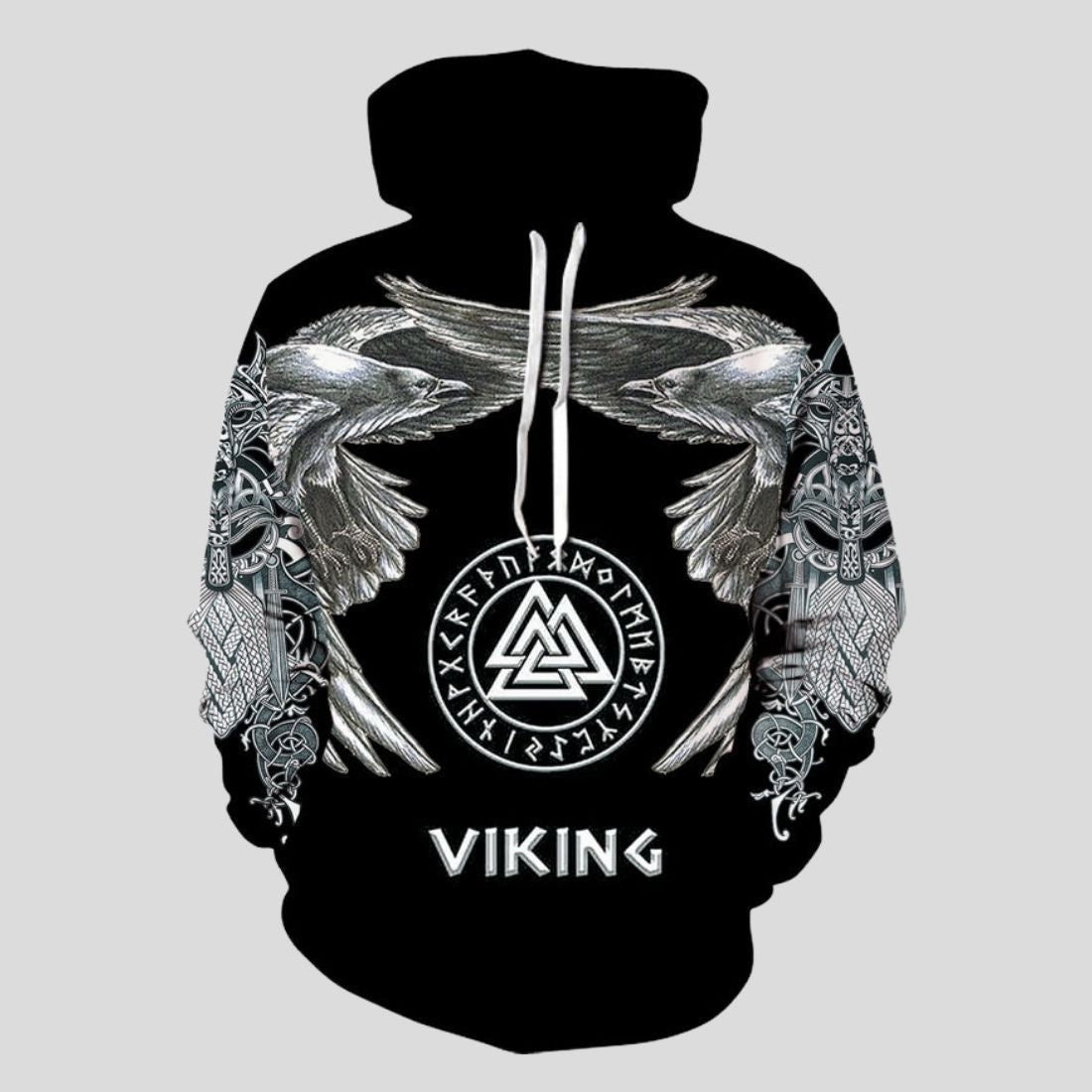 Men's Loose Printed Pullover Hoodie H