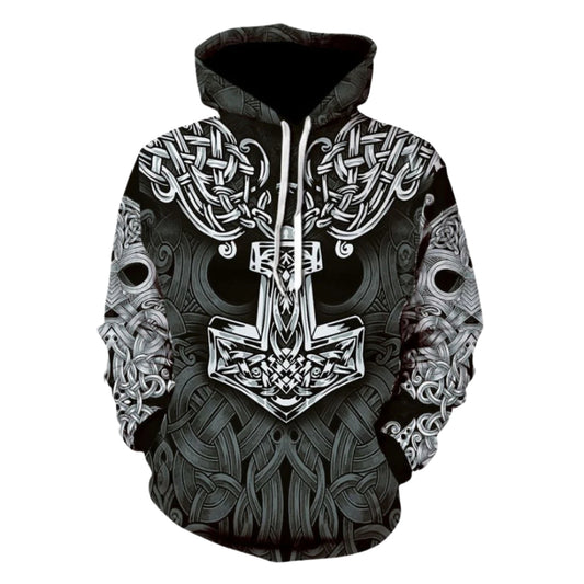 Men's Loose Printed Pullover Hoodie A