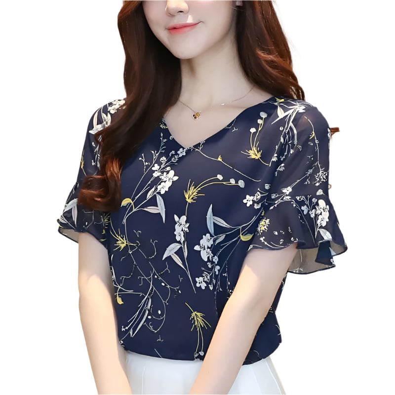 New Summer Women Shirts Short Sleeves Chiffon