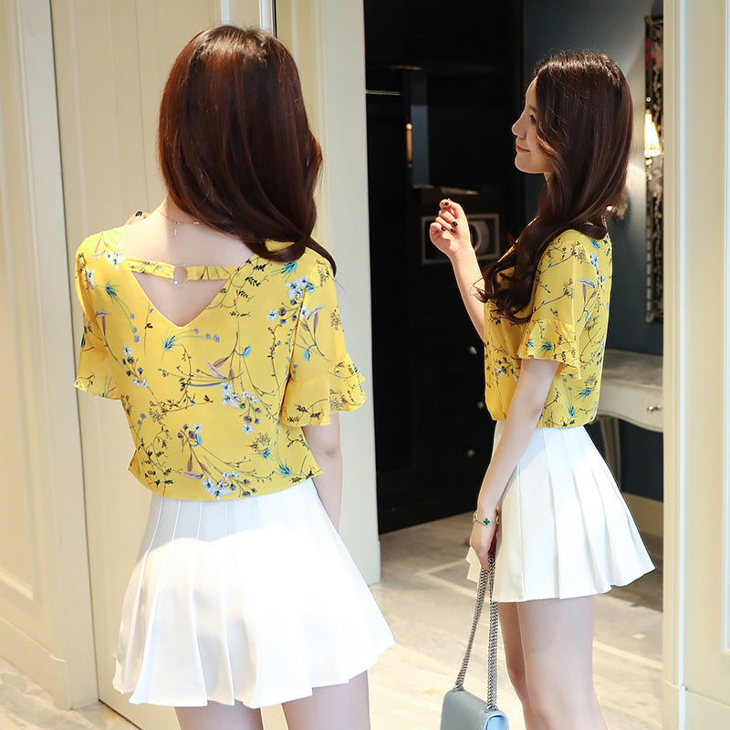 New Summer Women Shirts Short Sleeves Chiffon