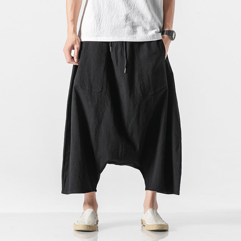 Men's Cotton And Linen Casual Pants Black