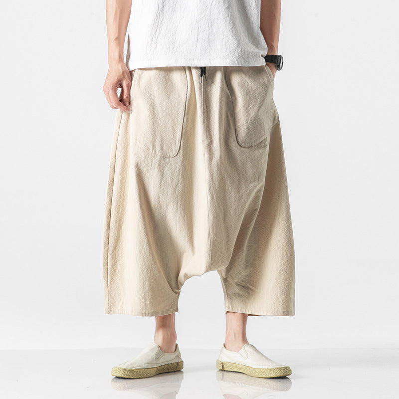 Men's Cotton And Linen Casual Pants Khaki