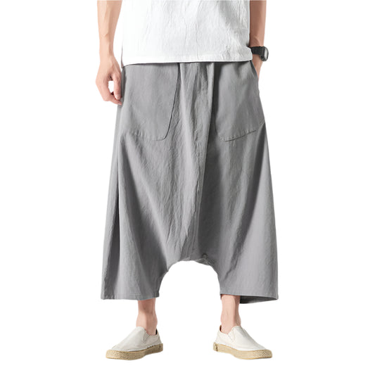 Men's Cotton And Linen Casual Pants Grey