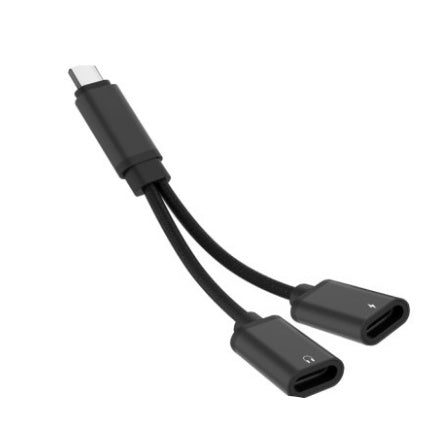 Headphone Adapter For Reno4Pro Converter Black Double typec