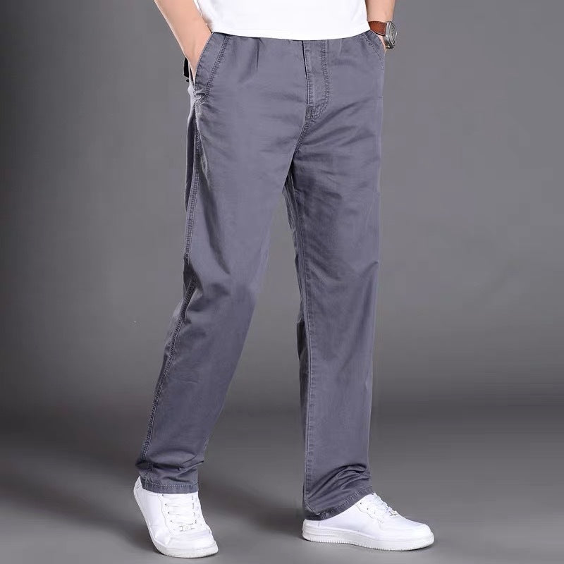 Men's Casual Pants Straight-leg Pants Thin Loose Work Pants Plus Fat Plus Size Elastic Waist Fat Man Pants Gray blue