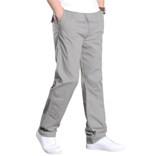 Men's Casual Pants Straight-leg Pants Thin Loose Work Pants Plus Fat Plus Size Elastic Waist Fat Man Pants Light Grey