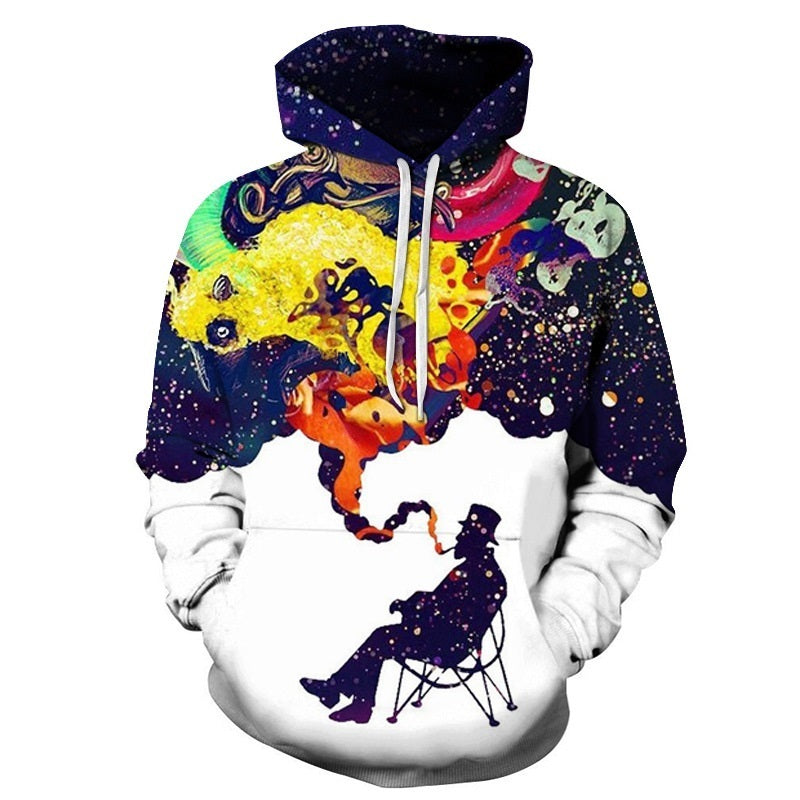 3D Spoof Smoking Male Hooded Sweater Creative Explosion Models Casual Men And Women Fashion Sweater 06