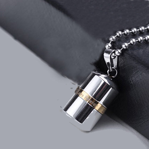 Titanium steel perfume bottle pendant Gold