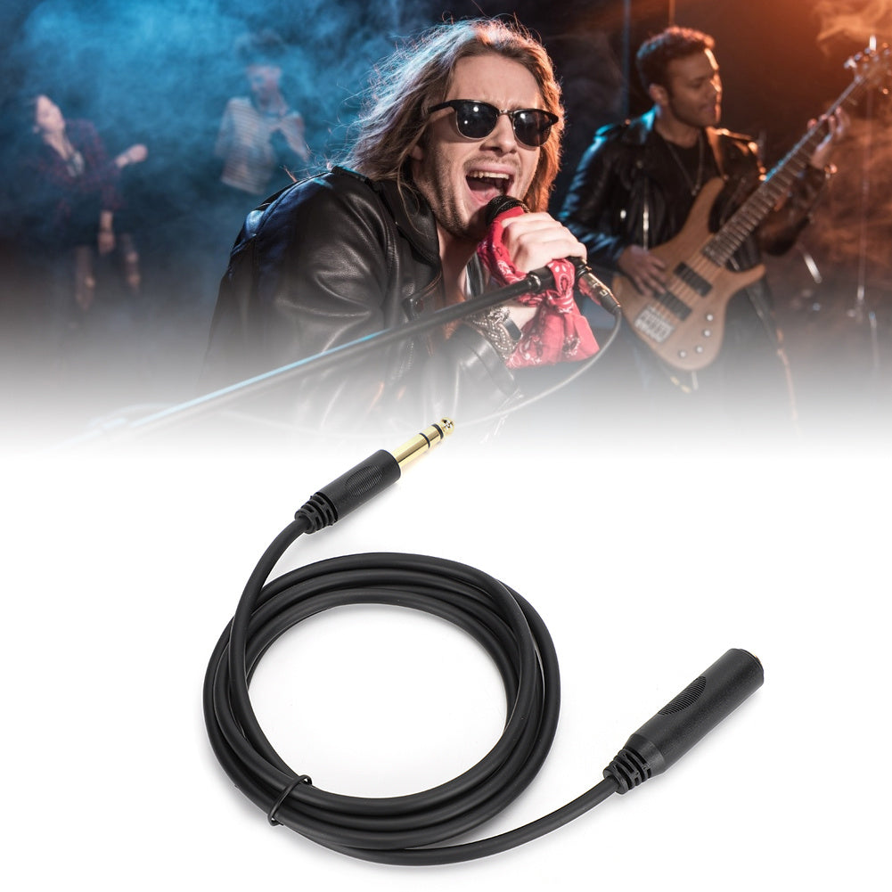 Pure Copper Conductor with Shielding 6.35mm Stereo Male to Female Audio Extension Cable for Sound Card/Electric Guitar3M