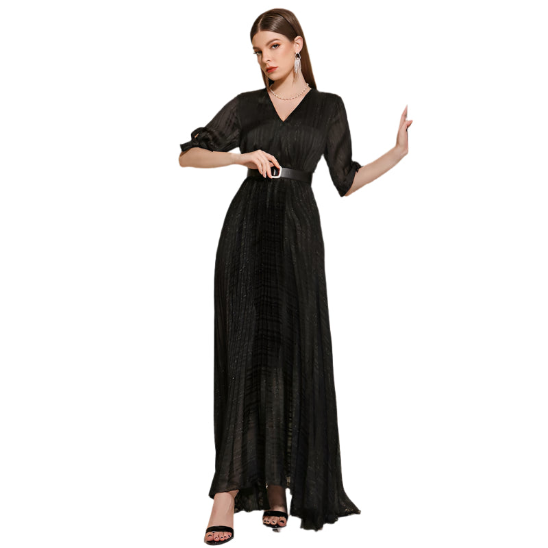 Single-shoulder Chiffon Suspender High Waist Women's Dress